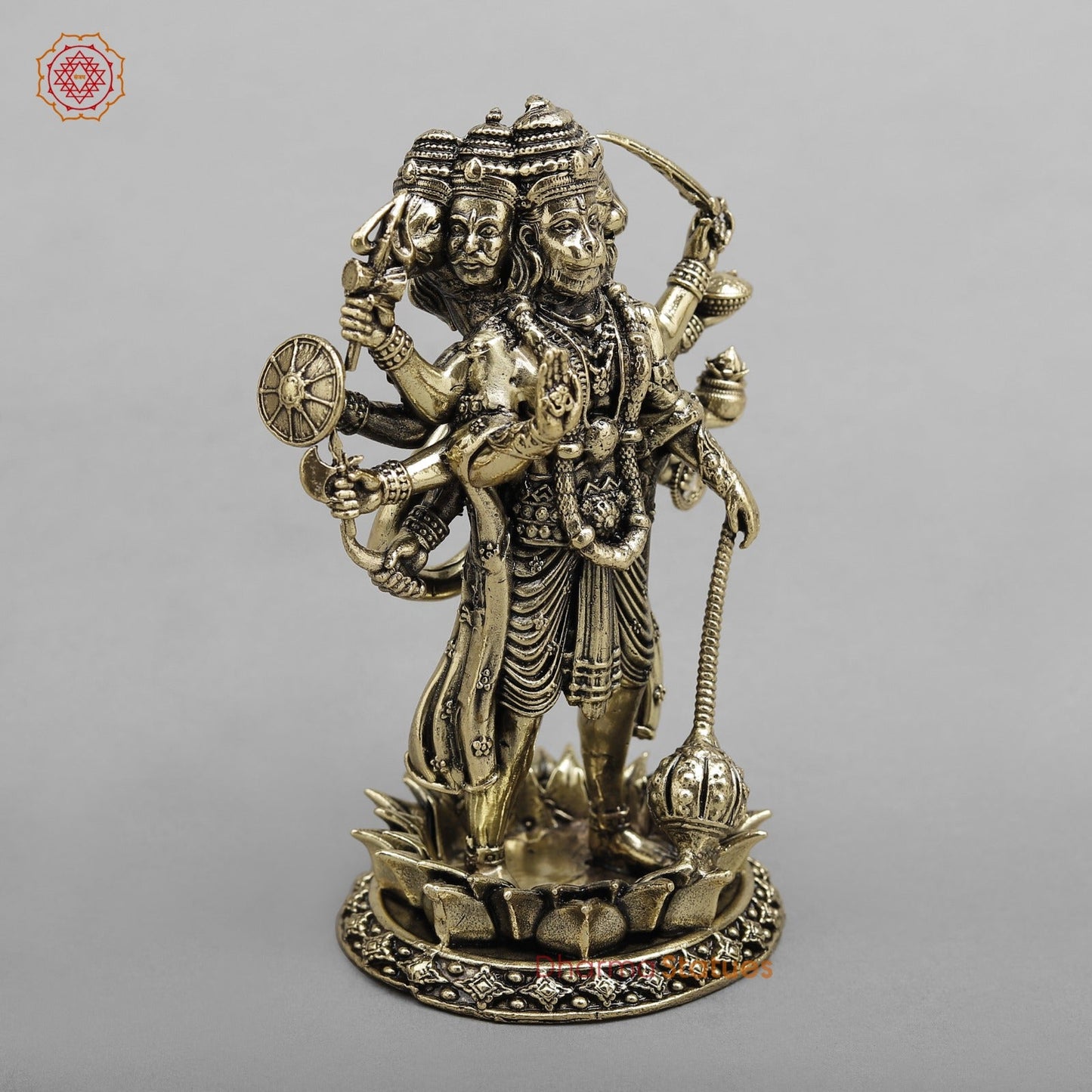 Brass Hanuman Standing Panchmukhi Fine Finish 5”