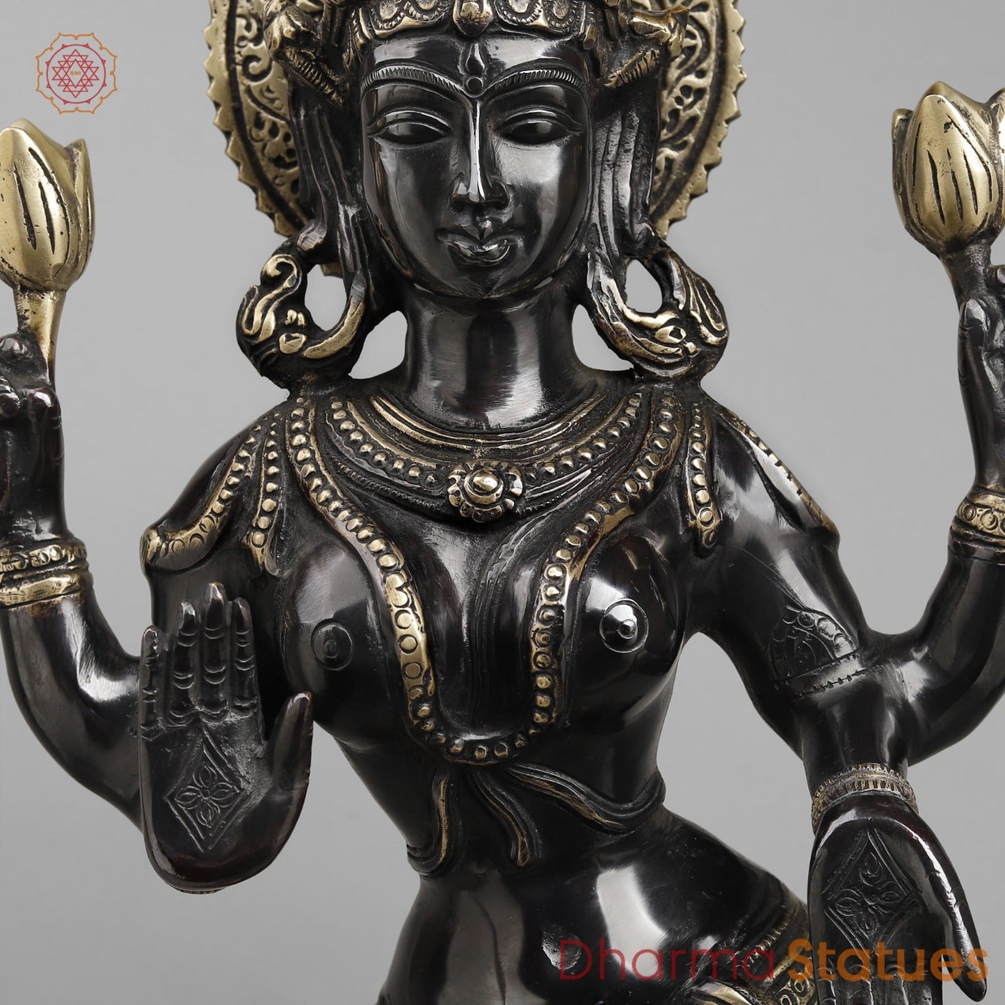 Brass Lakshmi Standing, Royal Black Finish 28”
