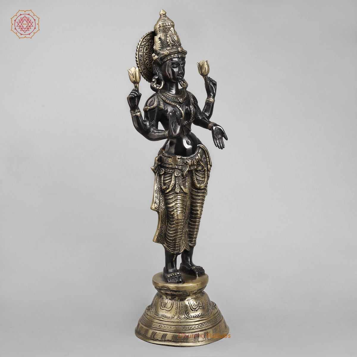 Brass Lakshmi Standing, Royal Black Finish 28”