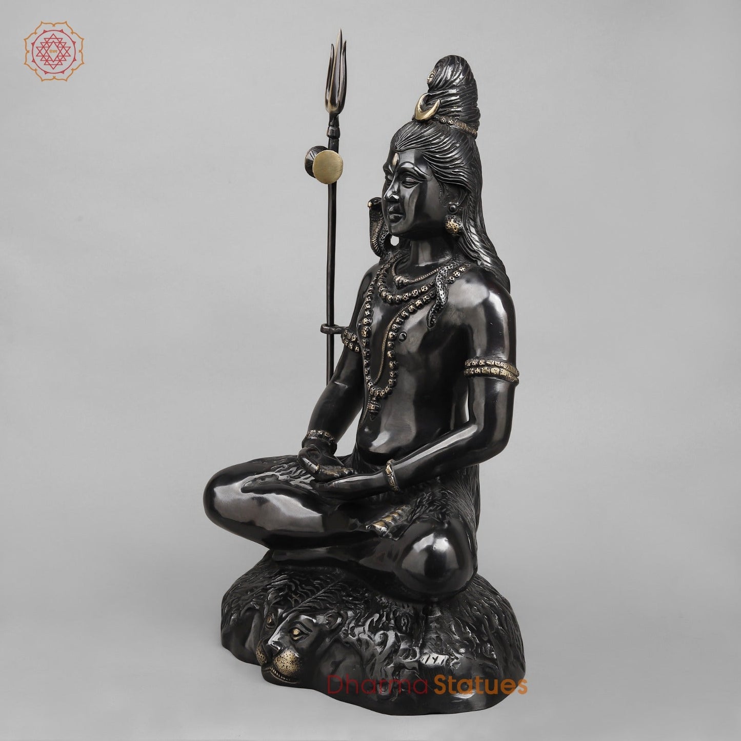 Brass Shiva Seated in Meditation, Royal black finish 22.5”