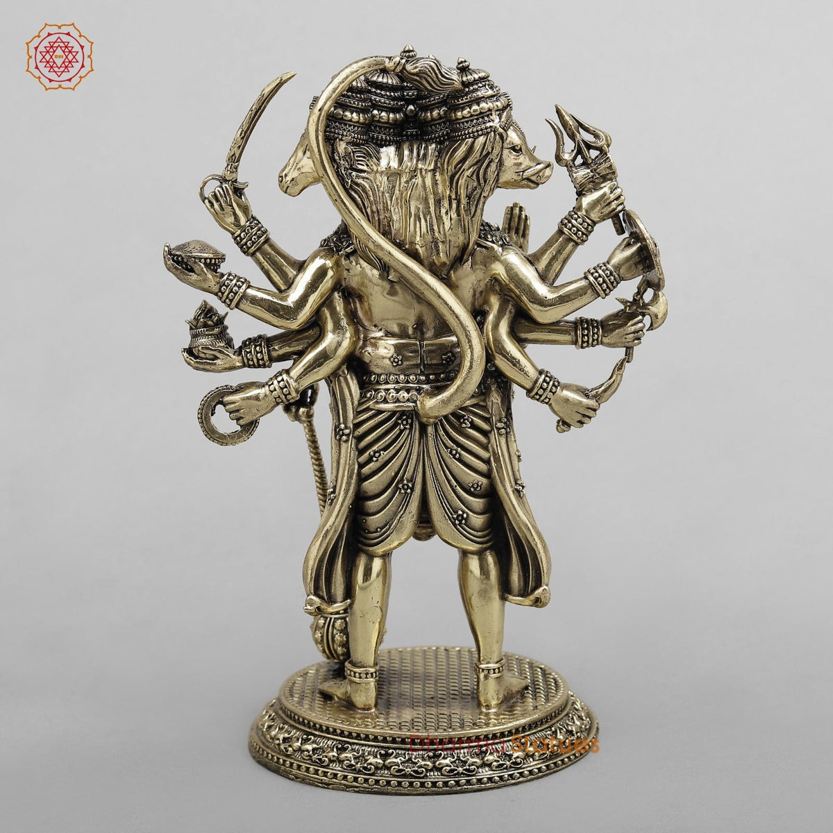 Brass Panchmukhi Hanuman Standing Fine 8”