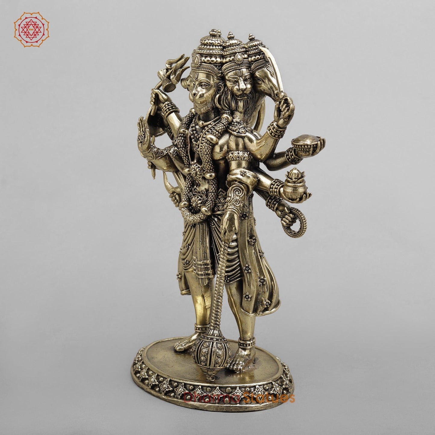 Brass Panchmukhi Hanuman Standing Fine 10”