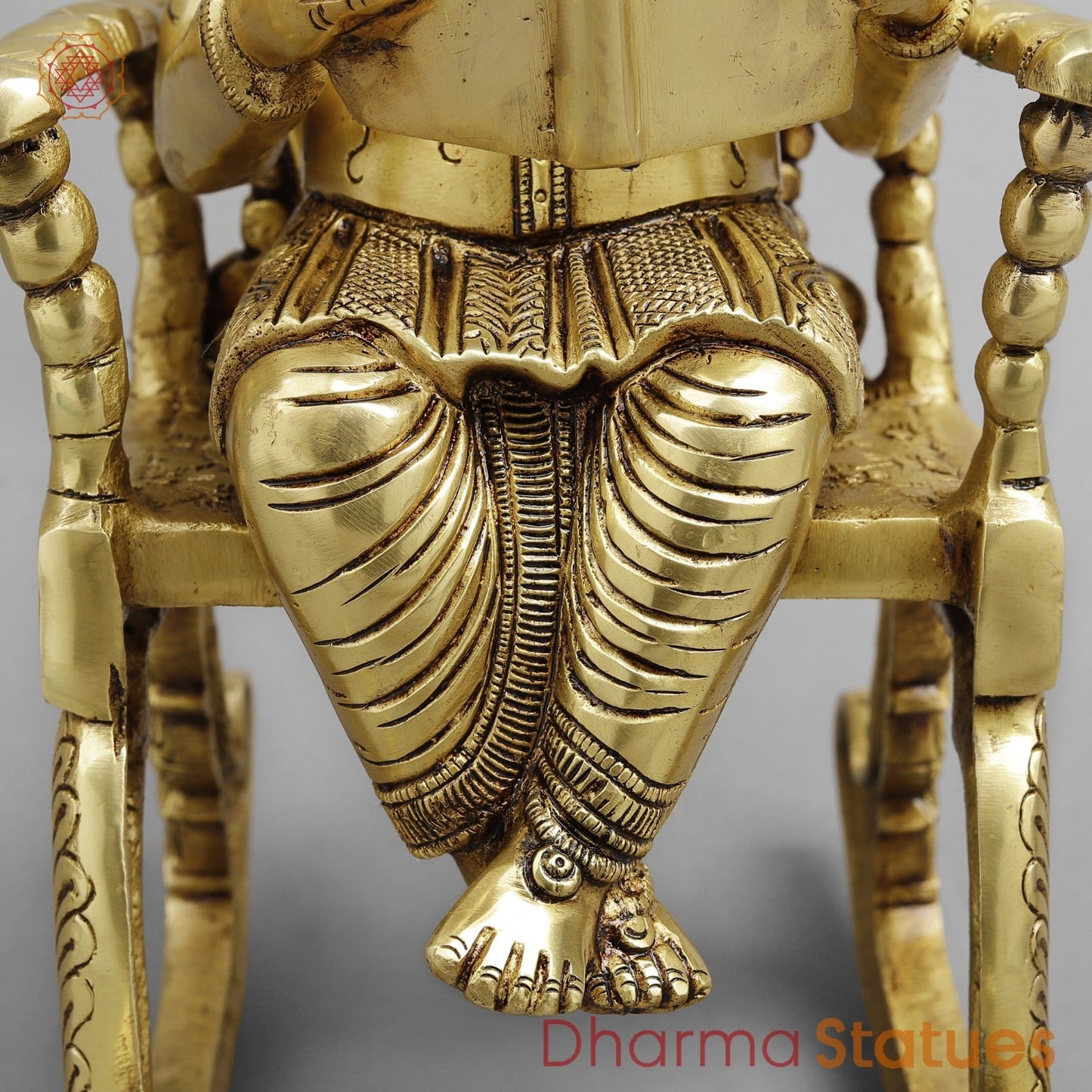 Brass Ganesh seated In Rocking Chair, Golden Finish 17”