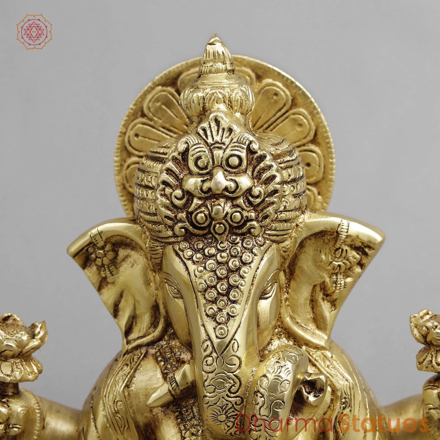 Brass Dagru Seth Ganesh Seated fine, Golden finish 9”