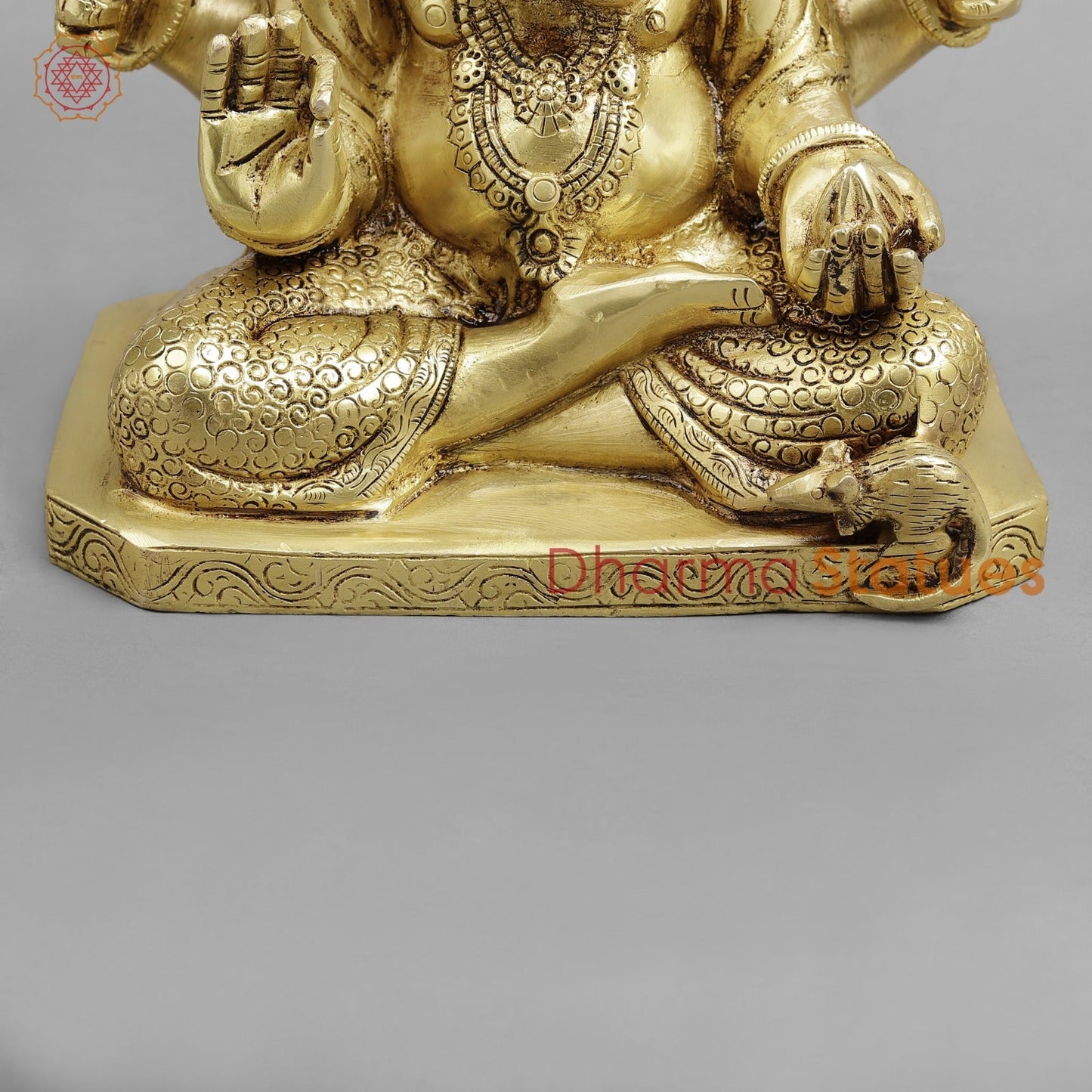 Brass Dagru Seth Ganesh Seated fine, Golden finish 9”