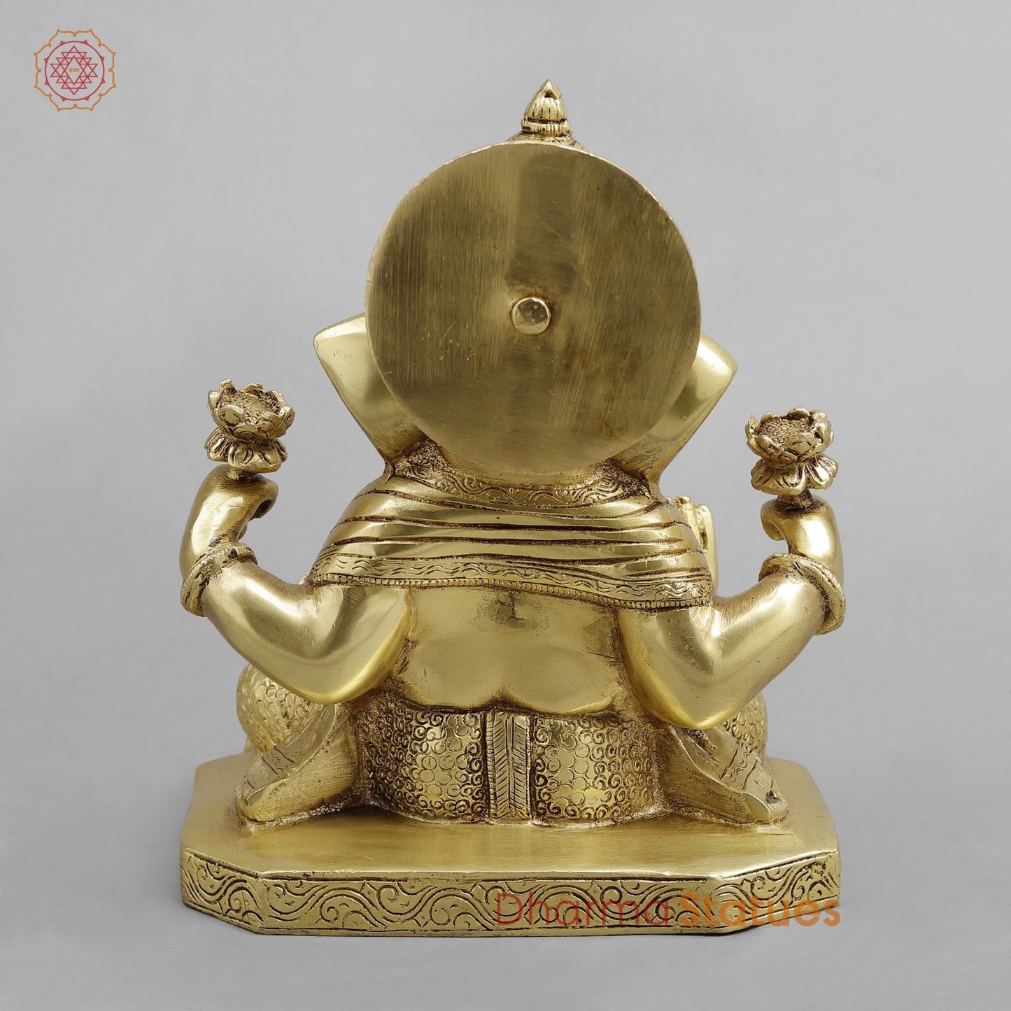 Brass Dagru Seth Ganesh Seated fine, Golden finish 9”