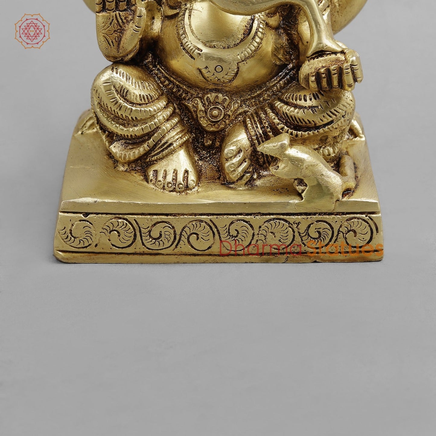 Brass Ganesh seated, Golden Finish 6.5”