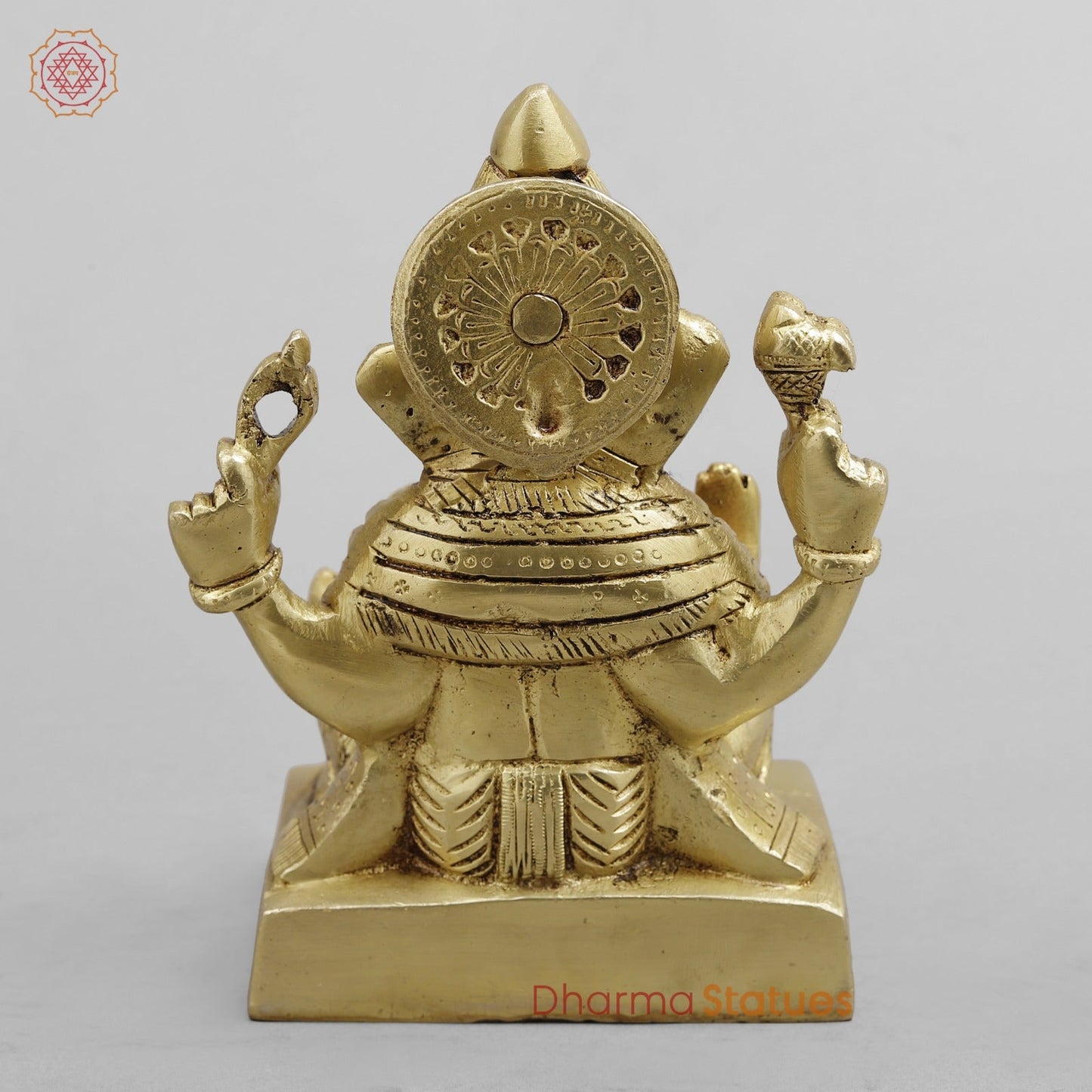 Brass Ganesh seated, Golden Finish 6.5”