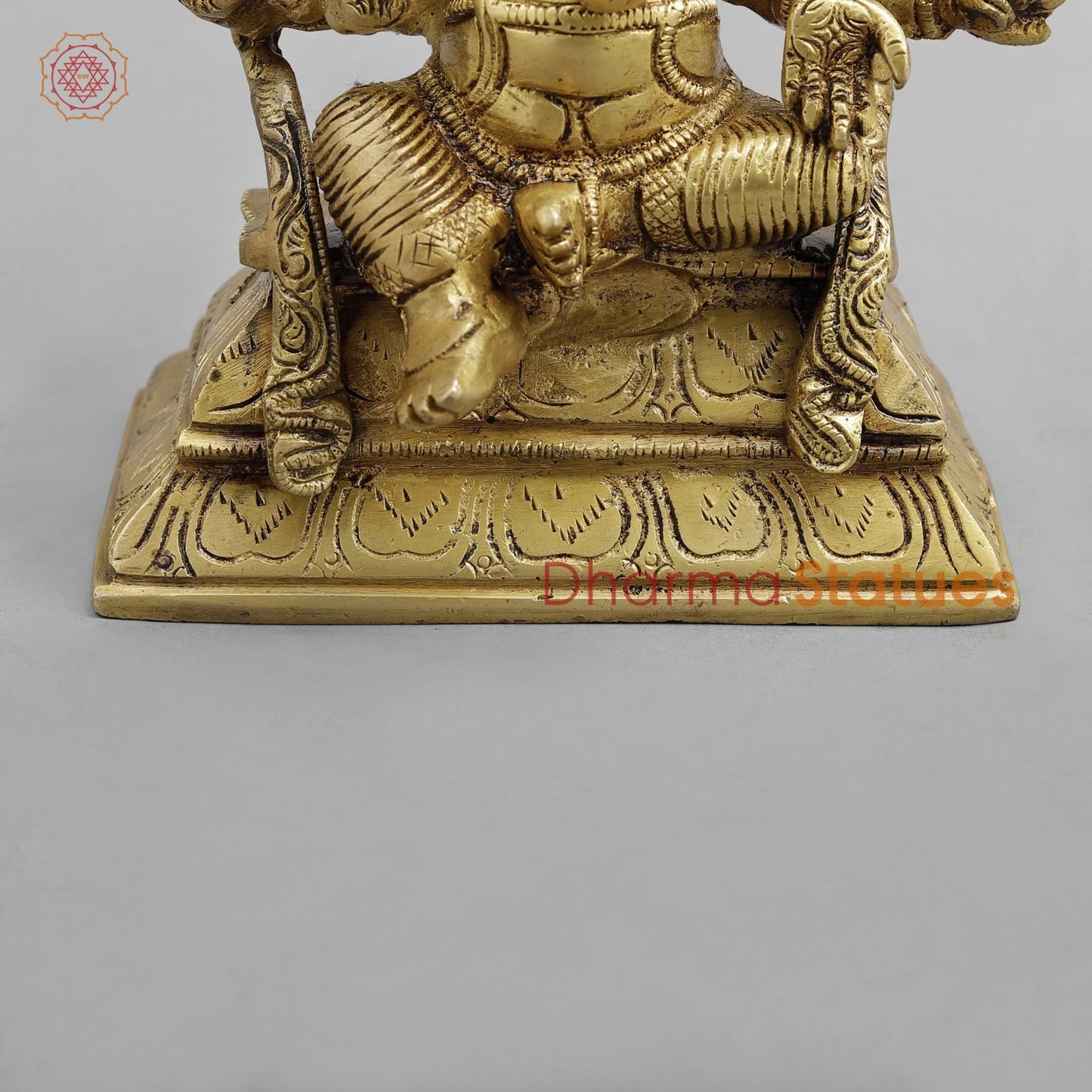 Brass 3 Face Ganesh seated, Golden Finish 6.5”