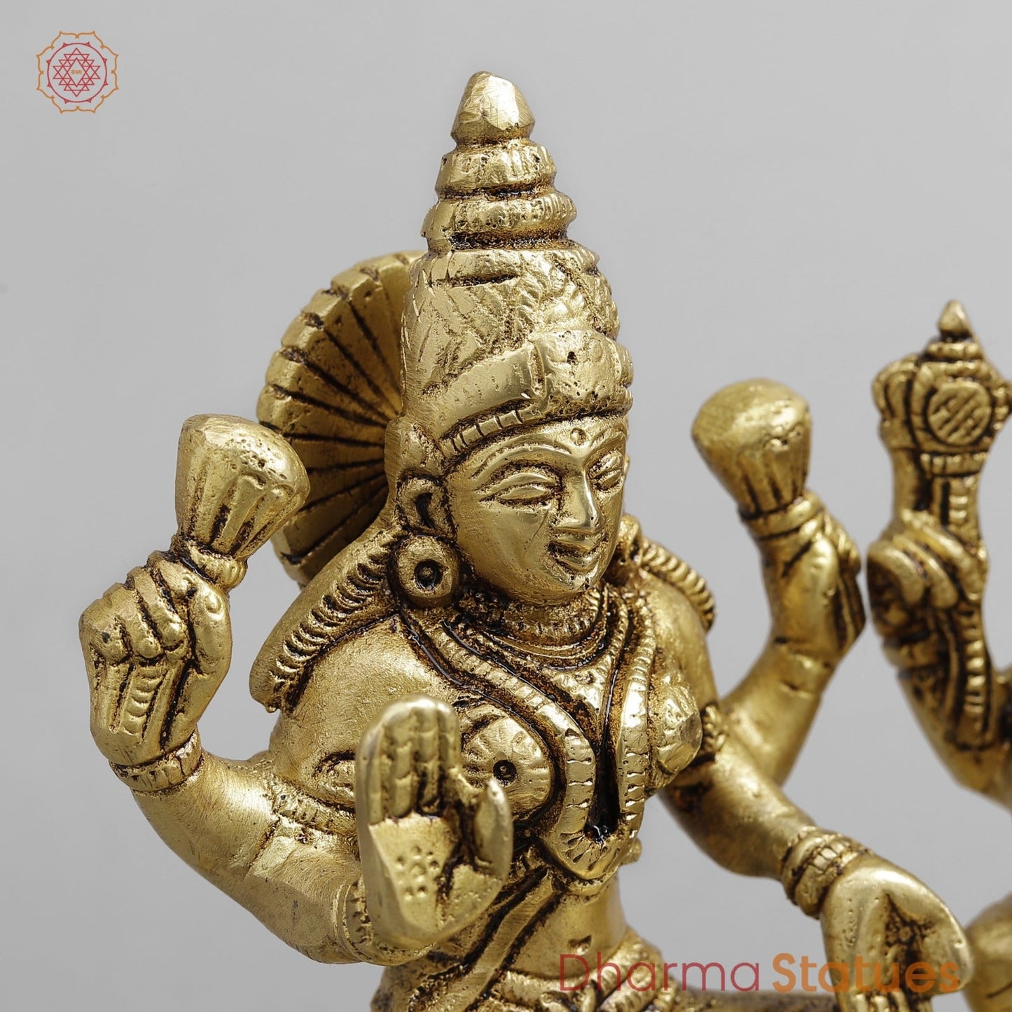 Brass Ganesh Lakshmi Saraswati Trio, Golden Finish 6.5”