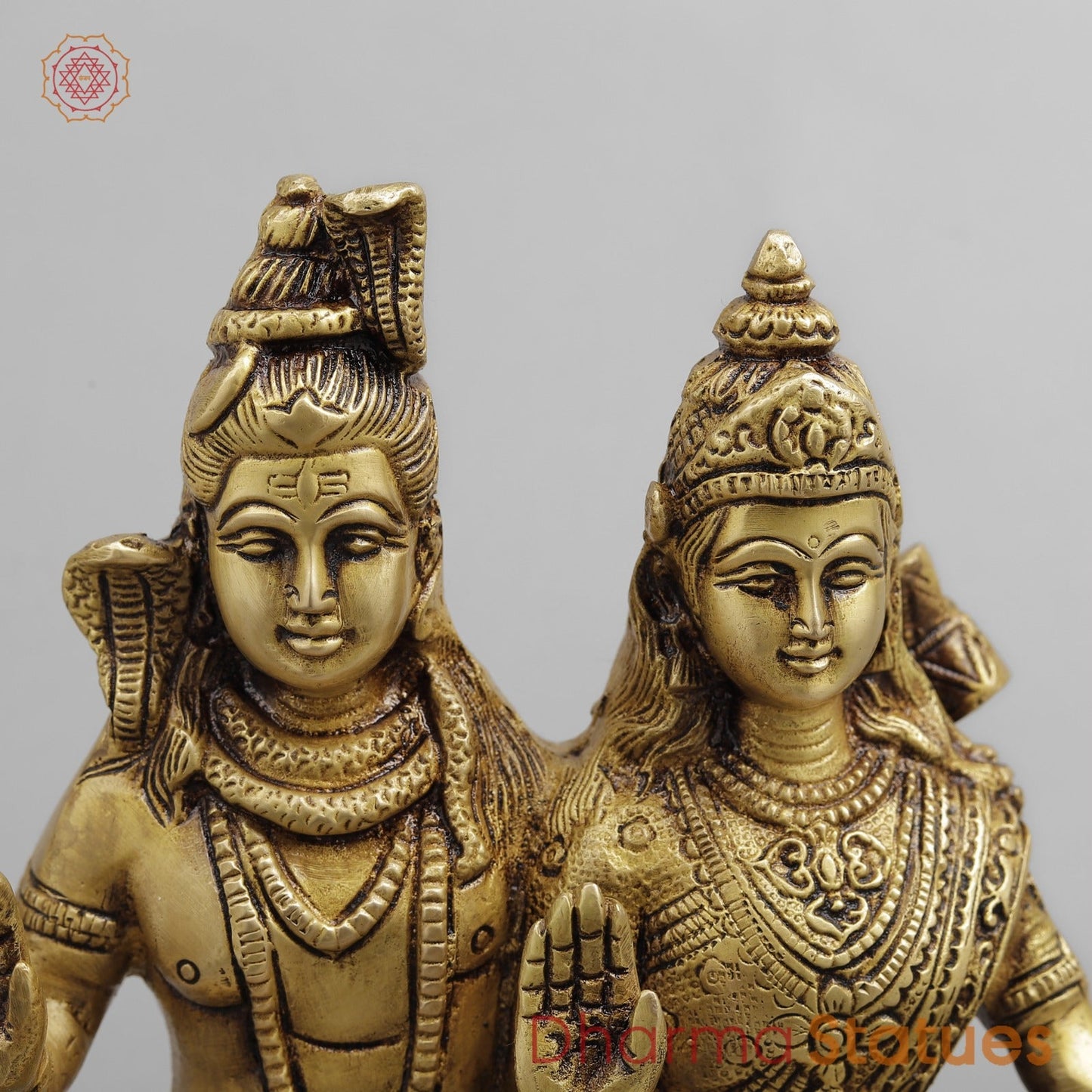 Brass Shiva Parwati Seated, Golden Finish 8.5”
