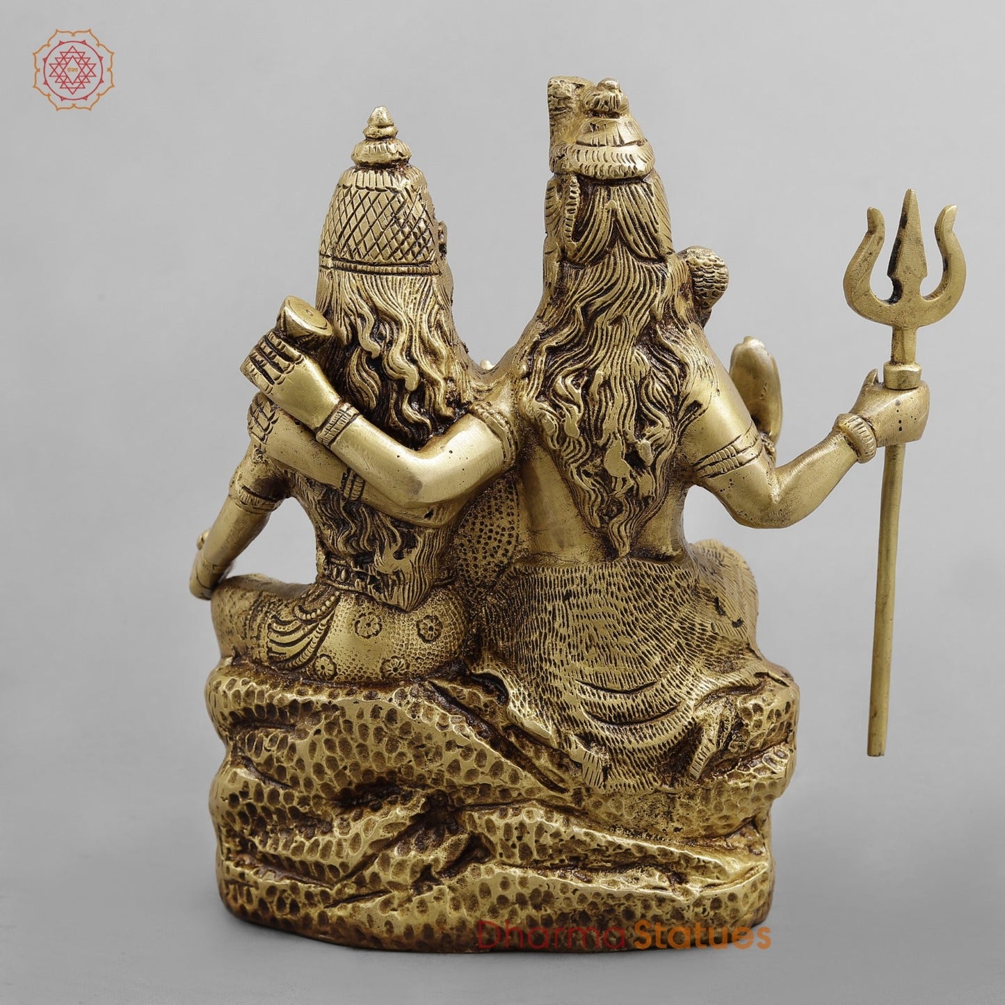 Brass Shiva Parwati Seated, Golden Finish 8.5”
