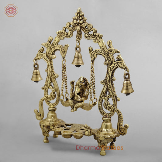 Brass Ganesh Jhula Fine, Golden Finish 14”