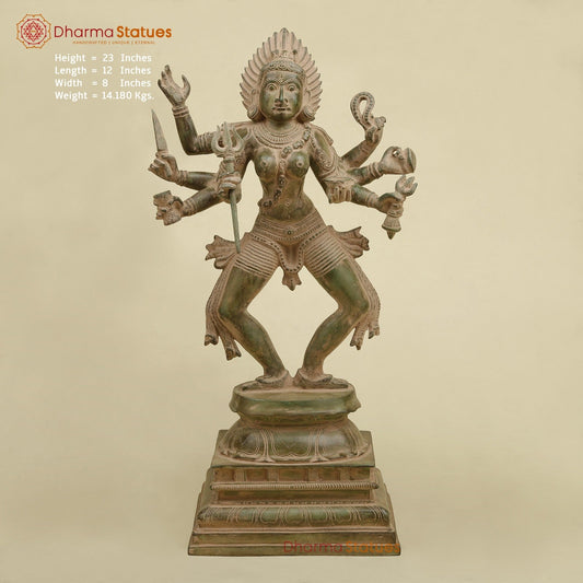 Brass Kaali Standing, Antique Green Patina 23”