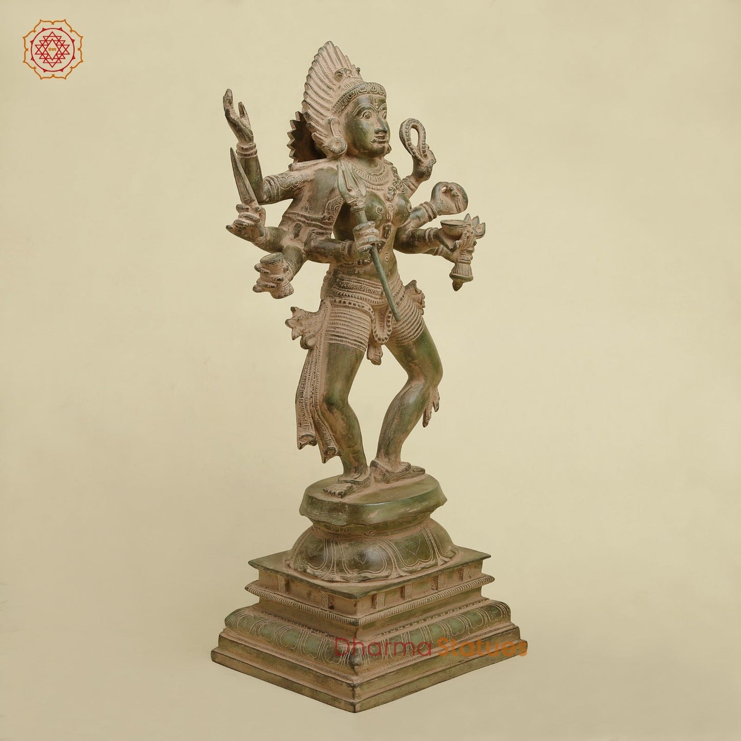 Brass Kaali Standing, Antique Green Patina 23”