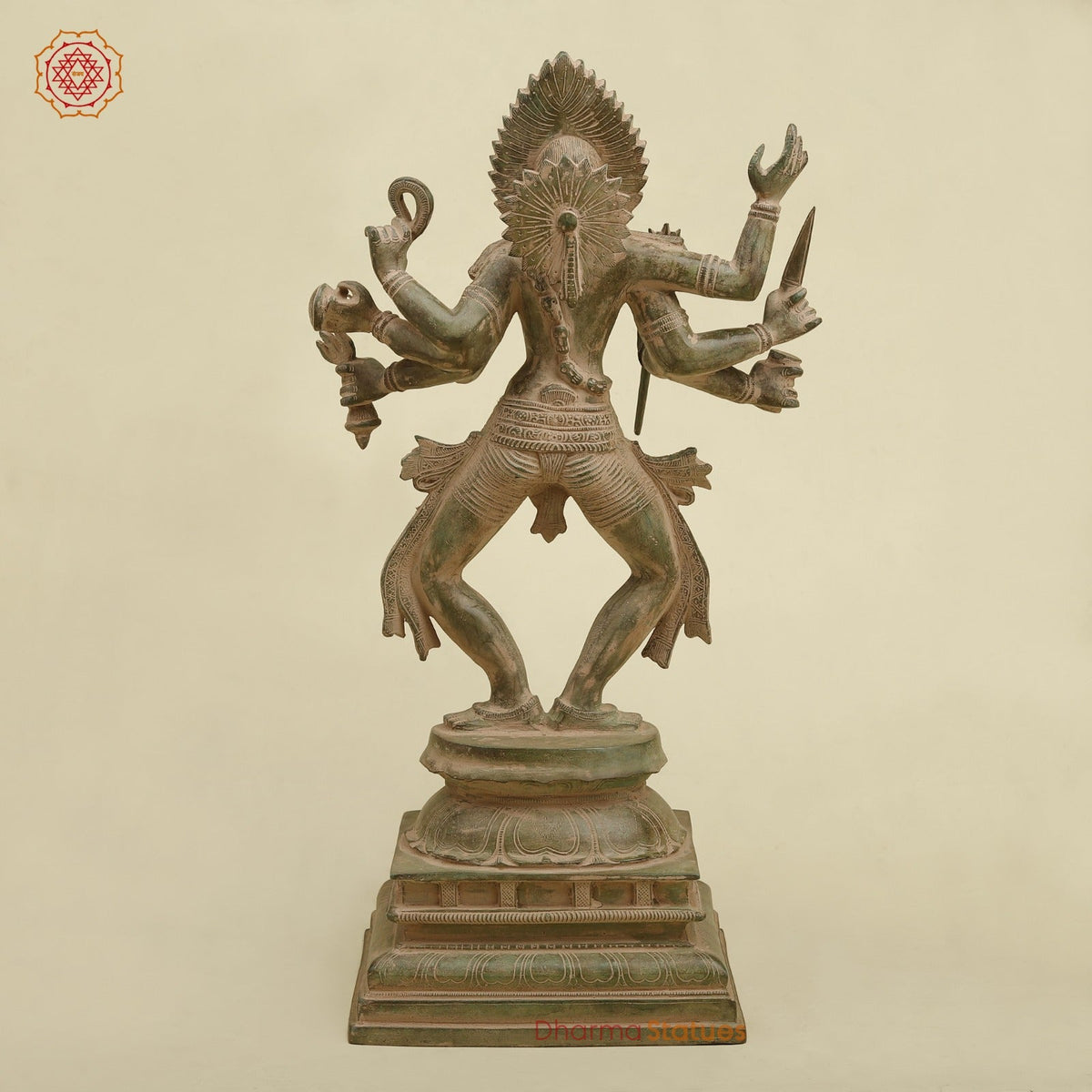 Brass Kaali Standing, Antique Green Patina 23”
