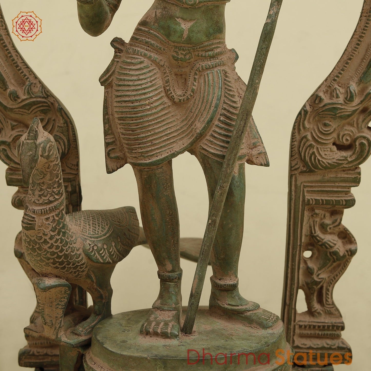 Brass Kartik With Yaali Arch Fine, Antique green Finish 16.5”