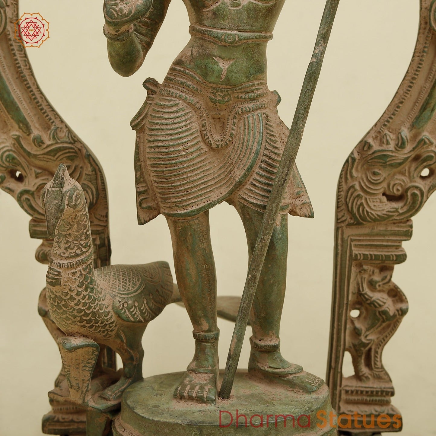 Brass Kartik With Yaali Arch Fine, Antique green Finish 16.5”