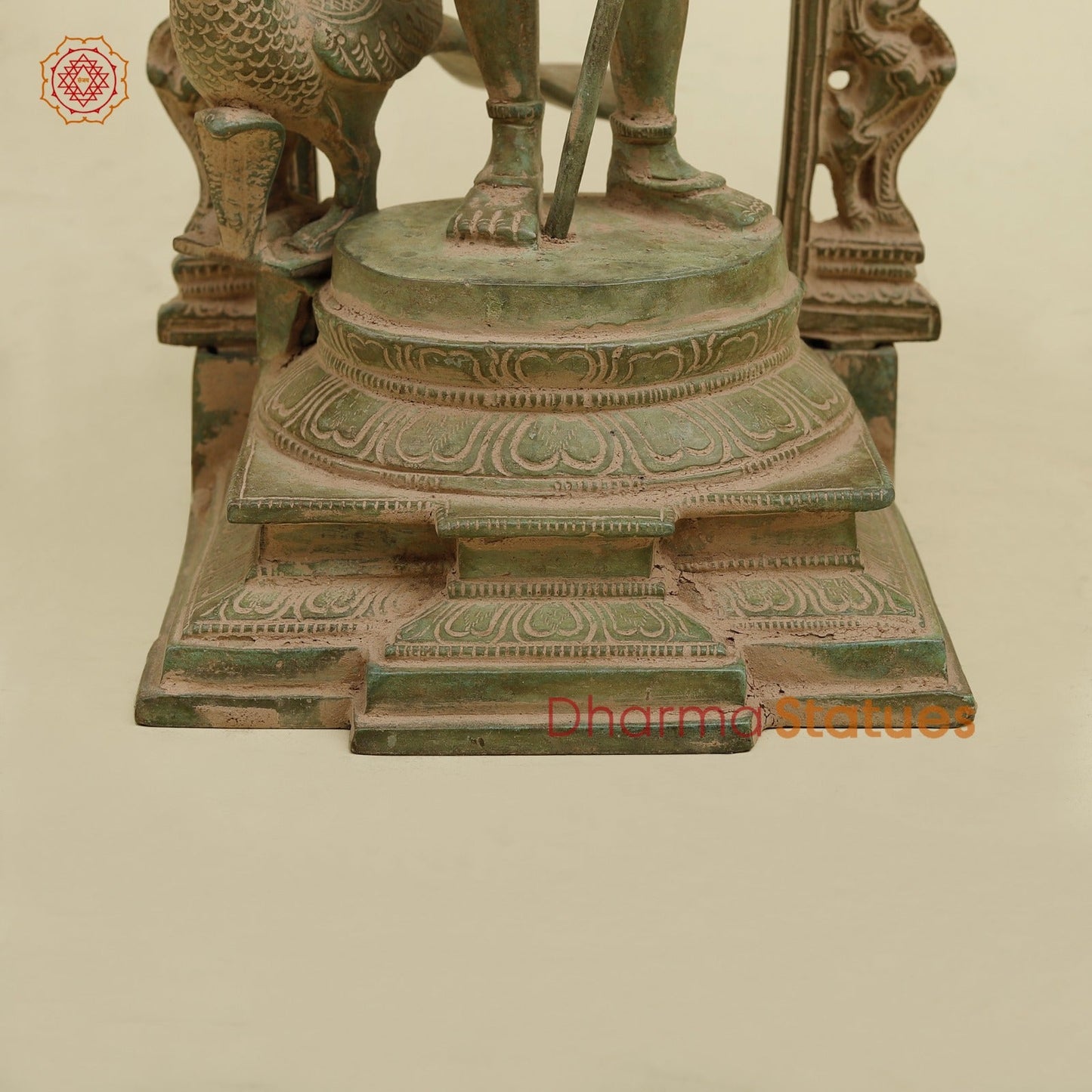 Brass Kartik With Yaali Arch Fine, Antique green Finish 16.5”