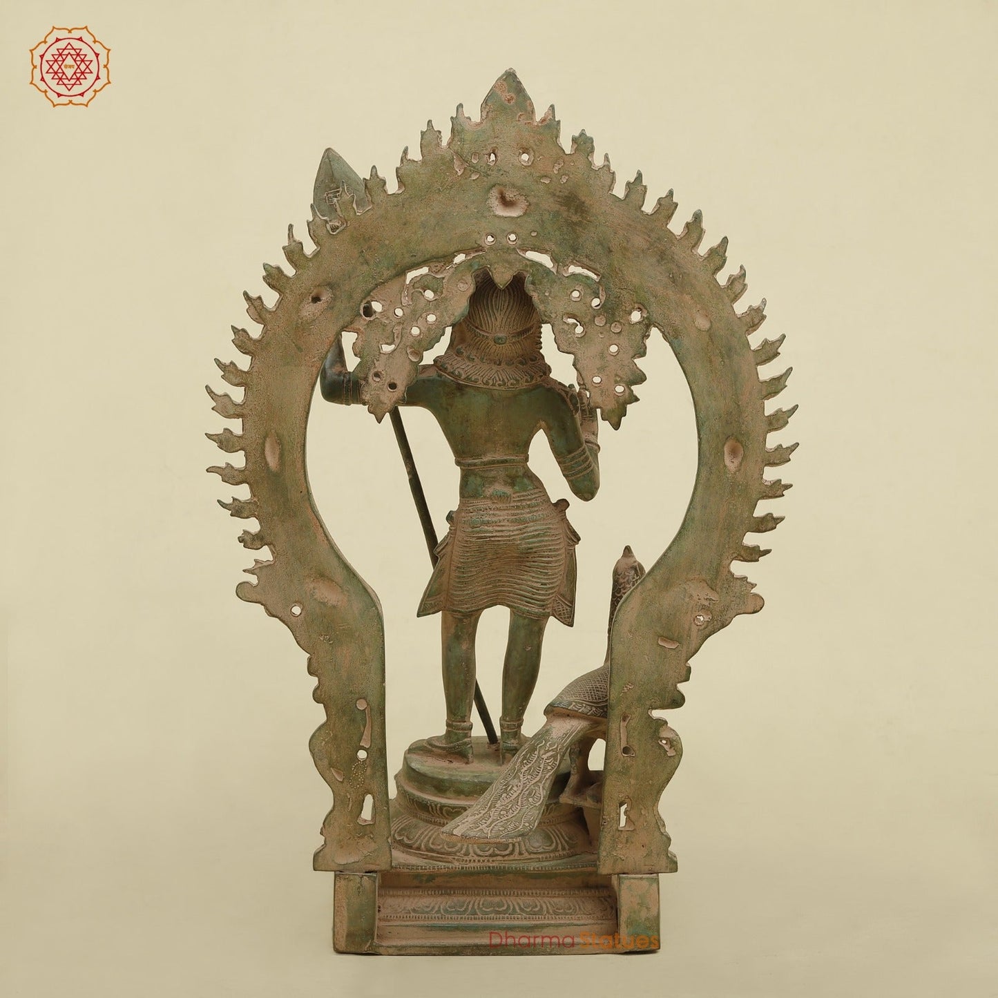 Brass Kartik With Yaali Arch Fine, Antique green Finish 16.5”