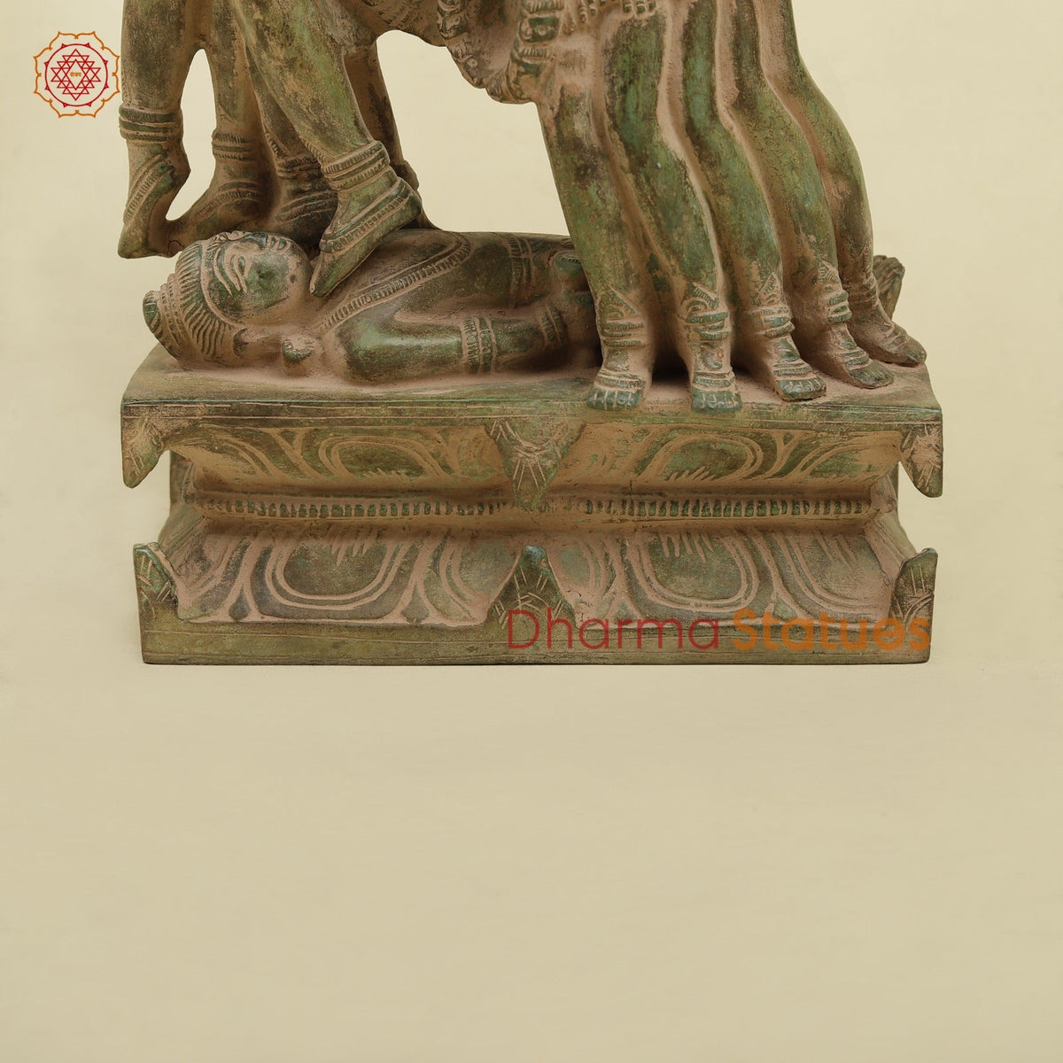 Brass Kaali 10 Face Fine, Antique Green Finish 15.5”