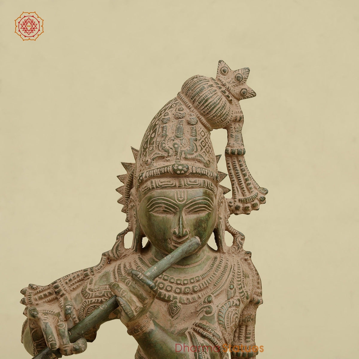 Brass Kalangi Krishna Fine, Antique Green 23”