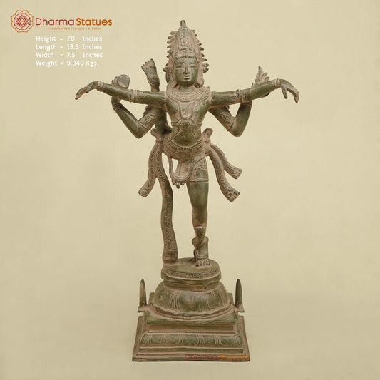 Brass Dancing Shiva , Antique Green finish 20”