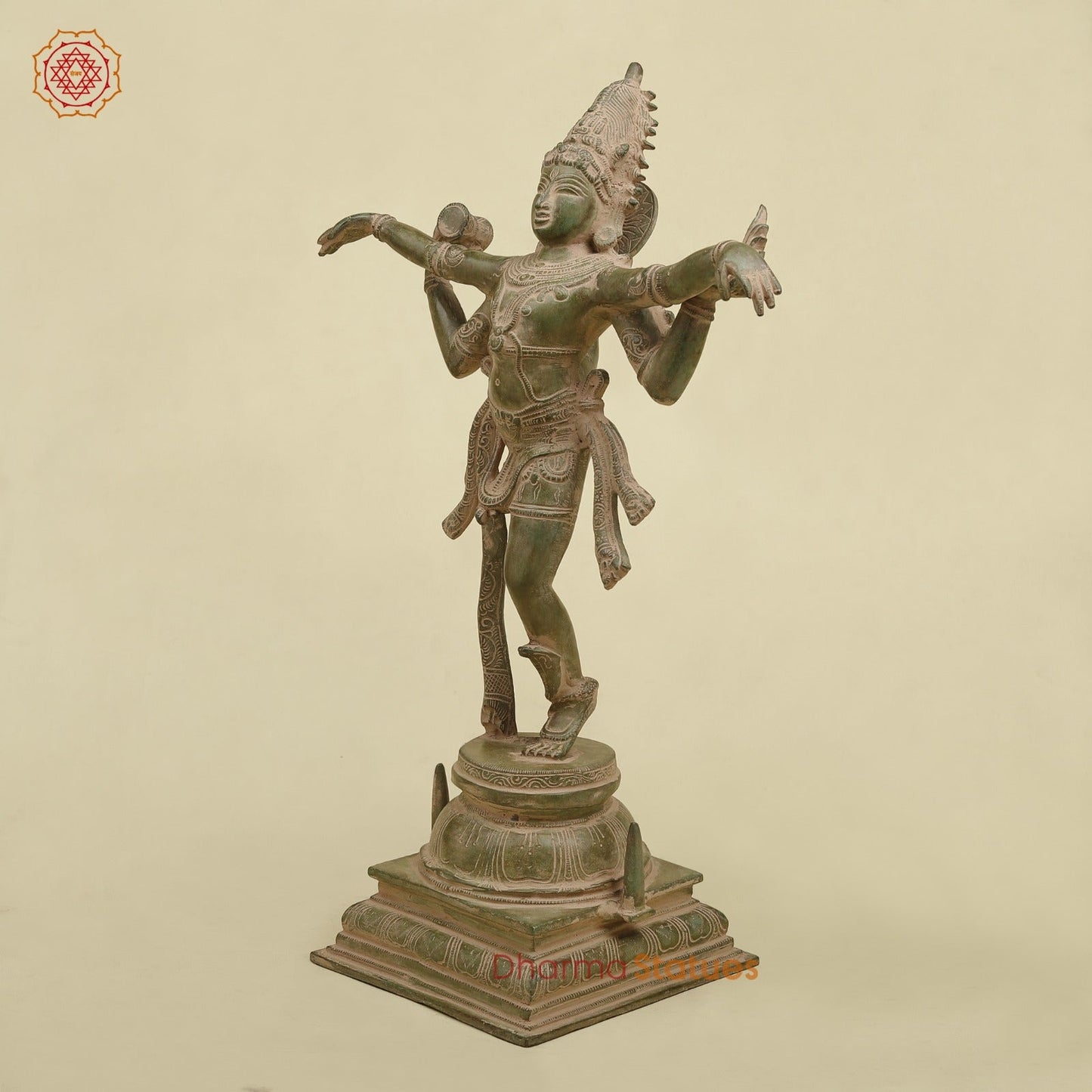 Brass Dancing Shiva , Antique Green finish 20”
