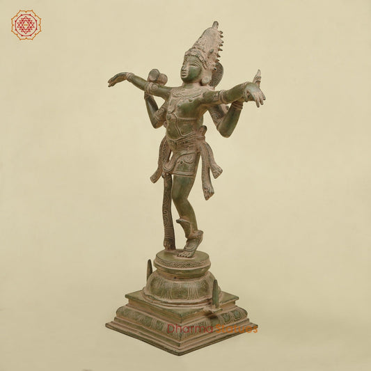 Brass Dancing Shiva , Antique Green finish 20”