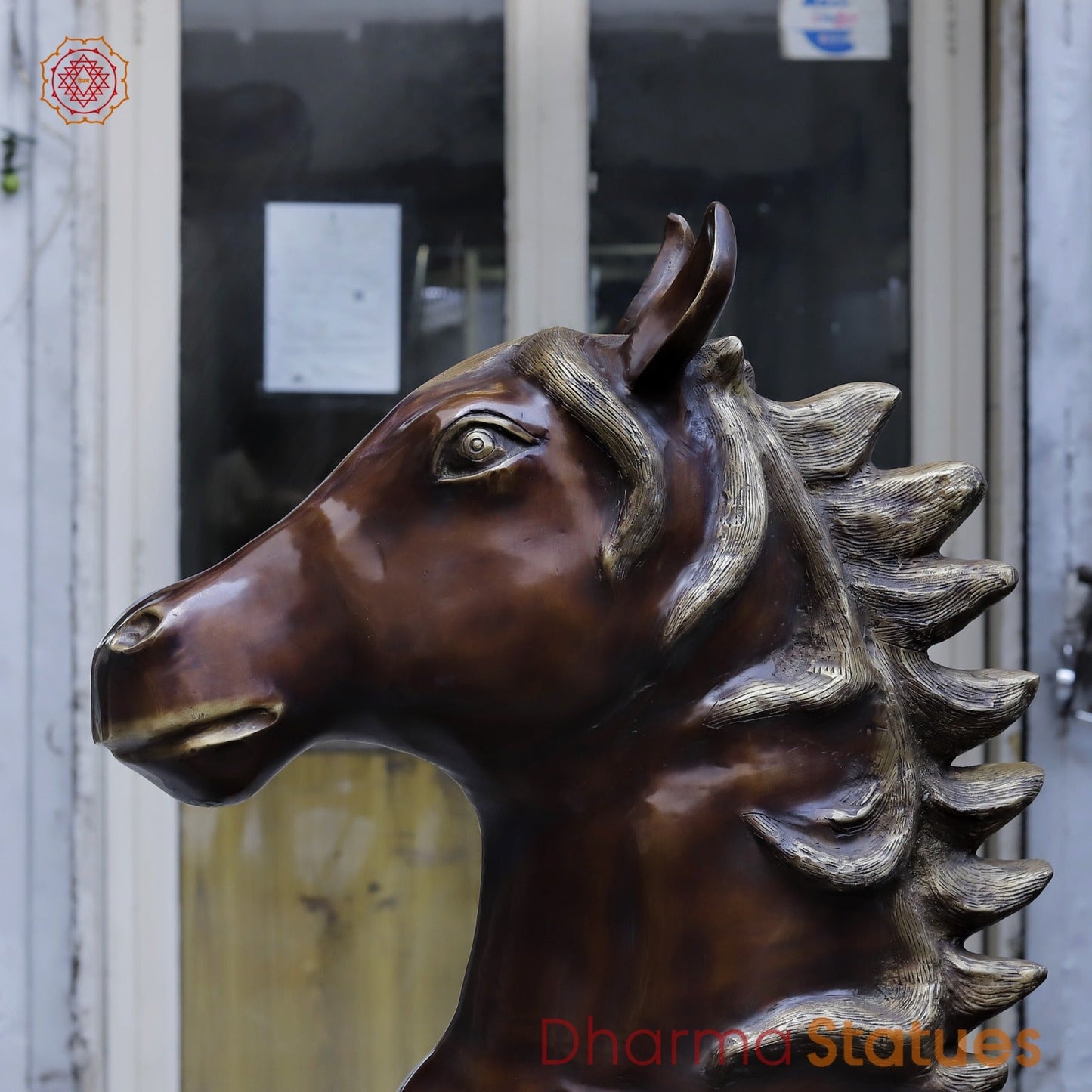 Brass Large Horse Running, Antique Copper Finish 60”