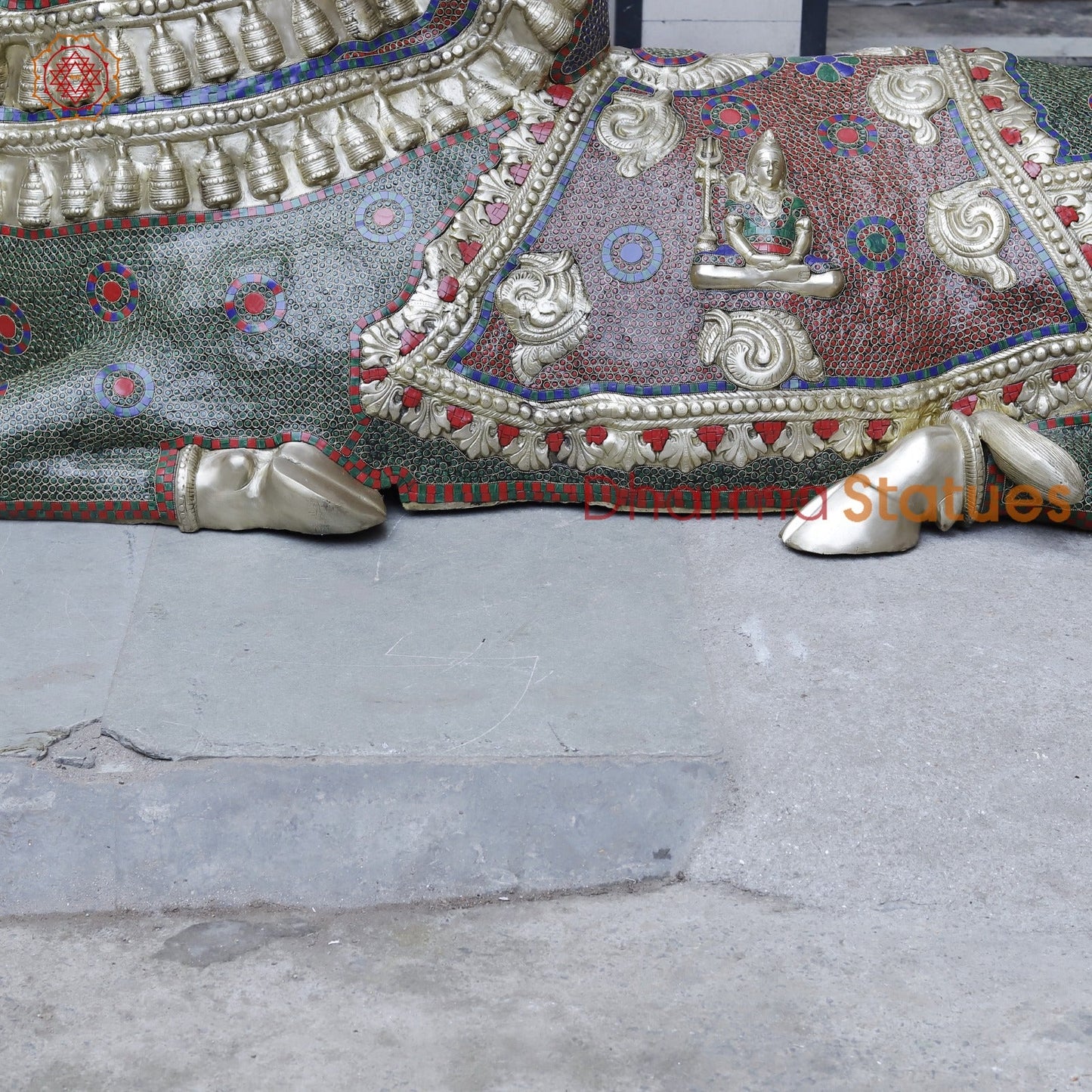 Brass Nandi seated, Fine Stone work 80”