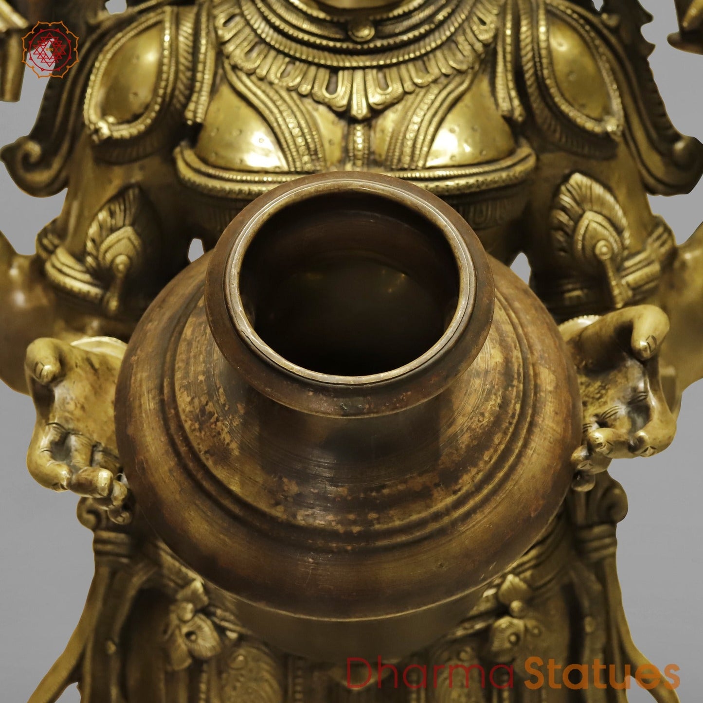 Bronze Laxmi Standing With Wealth Pot 68”