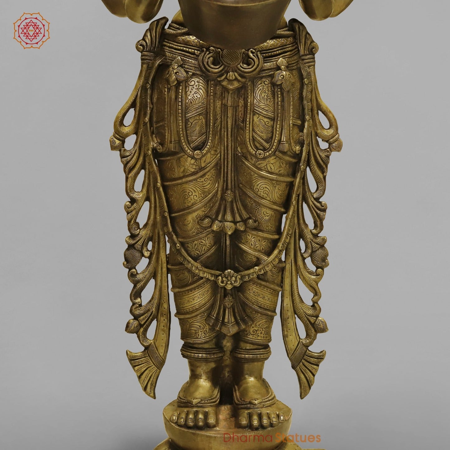 Bronze Laxmi Standing With Wealth Pot 68”
