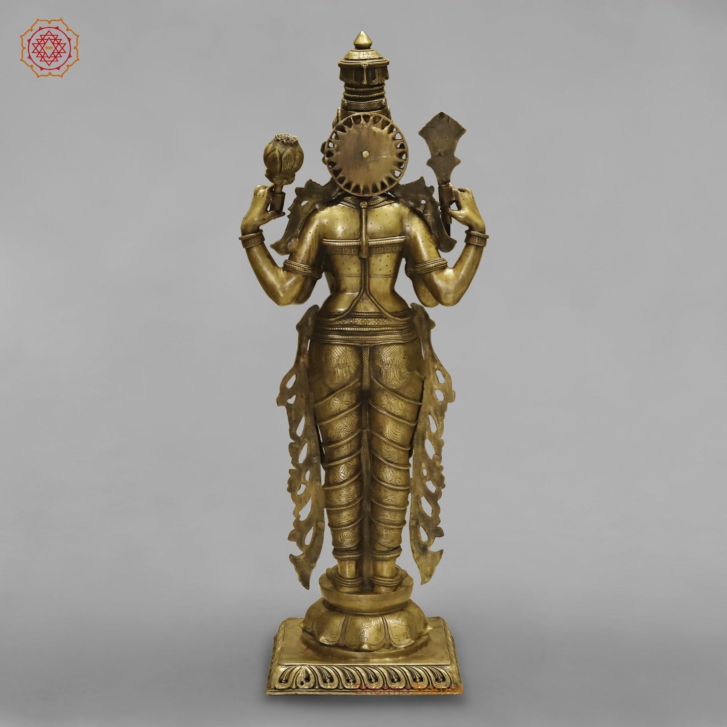 Bronze Laxmi Standing With Wealth Pot 68”