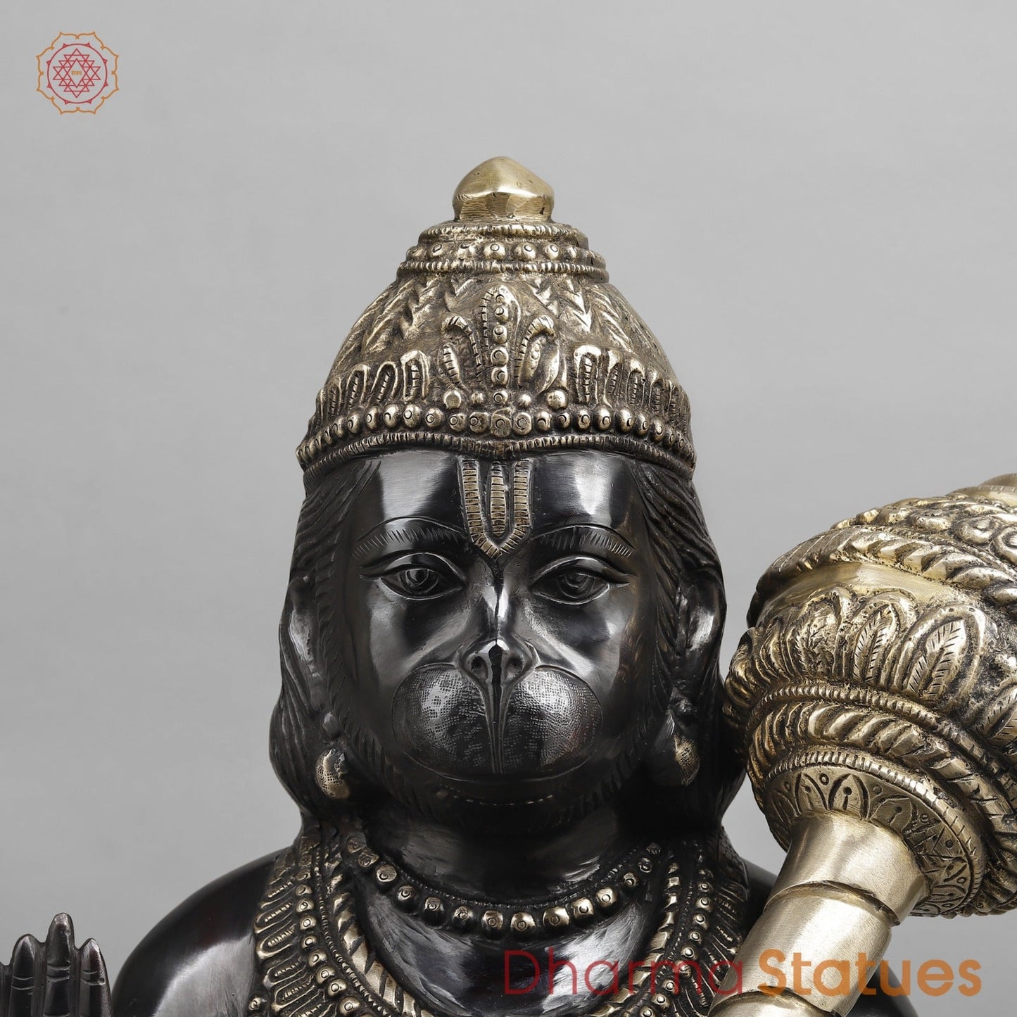 Brass Hanuman Blessing, Deep Black Finish 26”