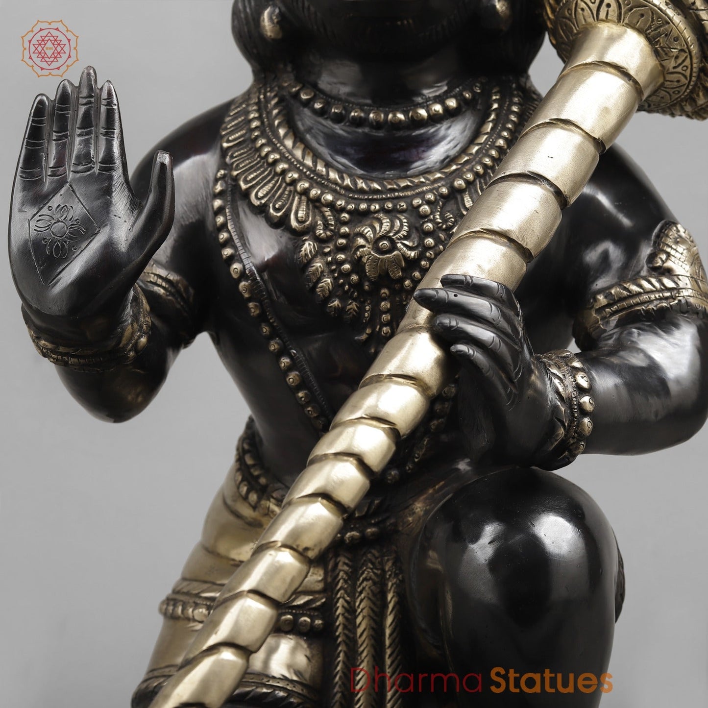 Brass Hanuman Blessing, Deep Black Finish 26”