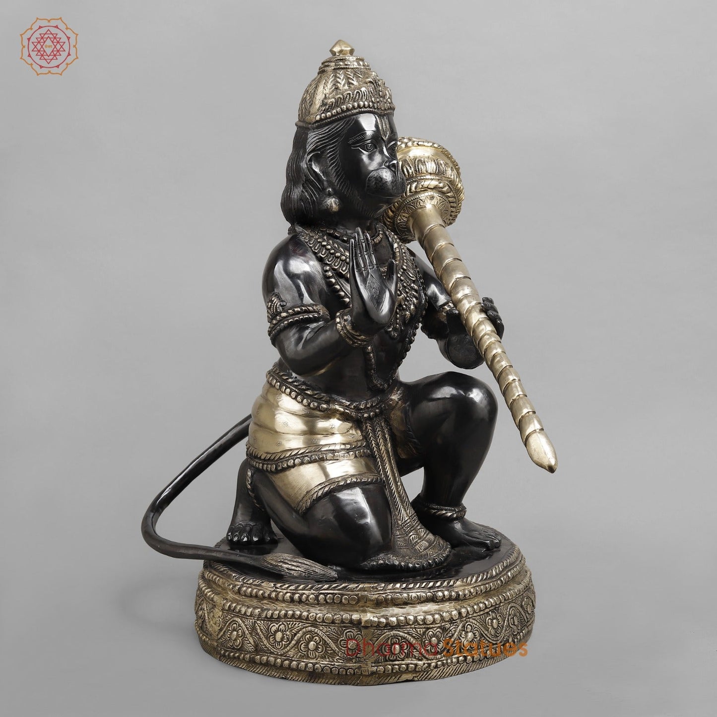 Brass Hanuman Blessing, Deep Black Finish 26”