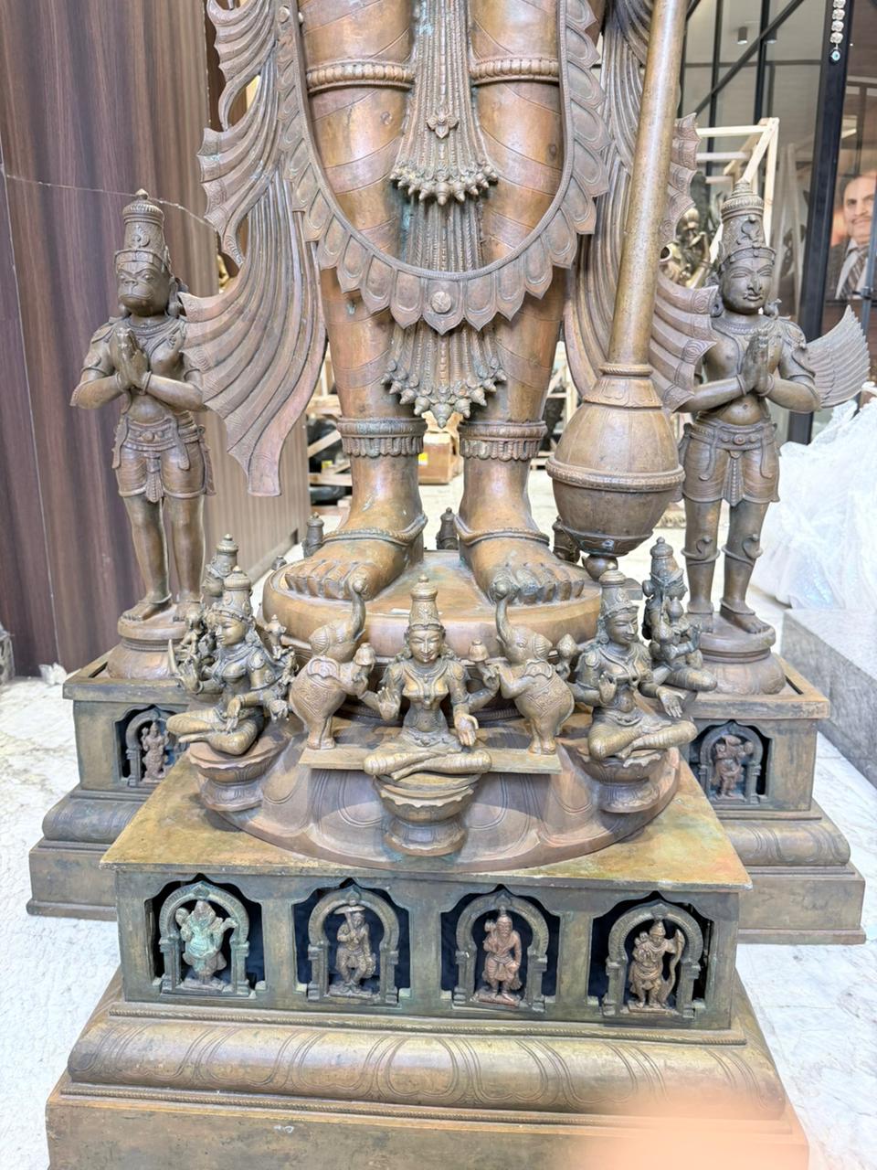 Panchloha Vishnu Standing Large (Combinations Of 5 Metals) with Hanuman , Garuda and Ashtlakshmi 86” (Made In Thrissur)
