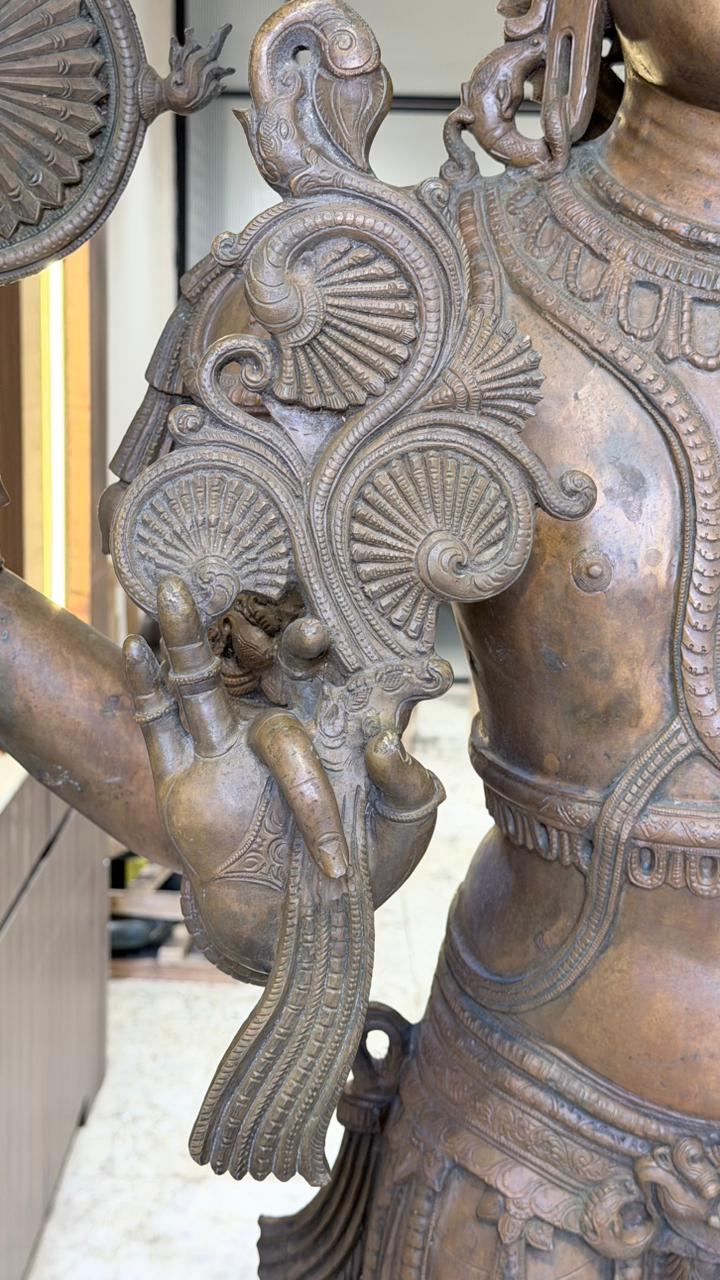 Panchloha Vishnu Standing Large (Combinations Of 5 Metals) with Hanuman , Garuda and Ashtlakshmi 86” (Made In Thrissur)