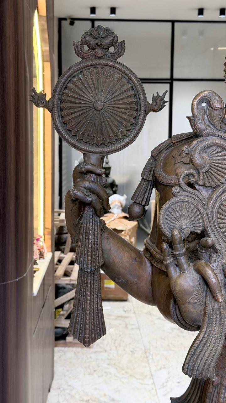 Panchloha Vishnu Standing Large (Combinations Of 5 Metals) with Hanuman , Garuda and Ashtlakshmi 86” (Made In Thrissur)