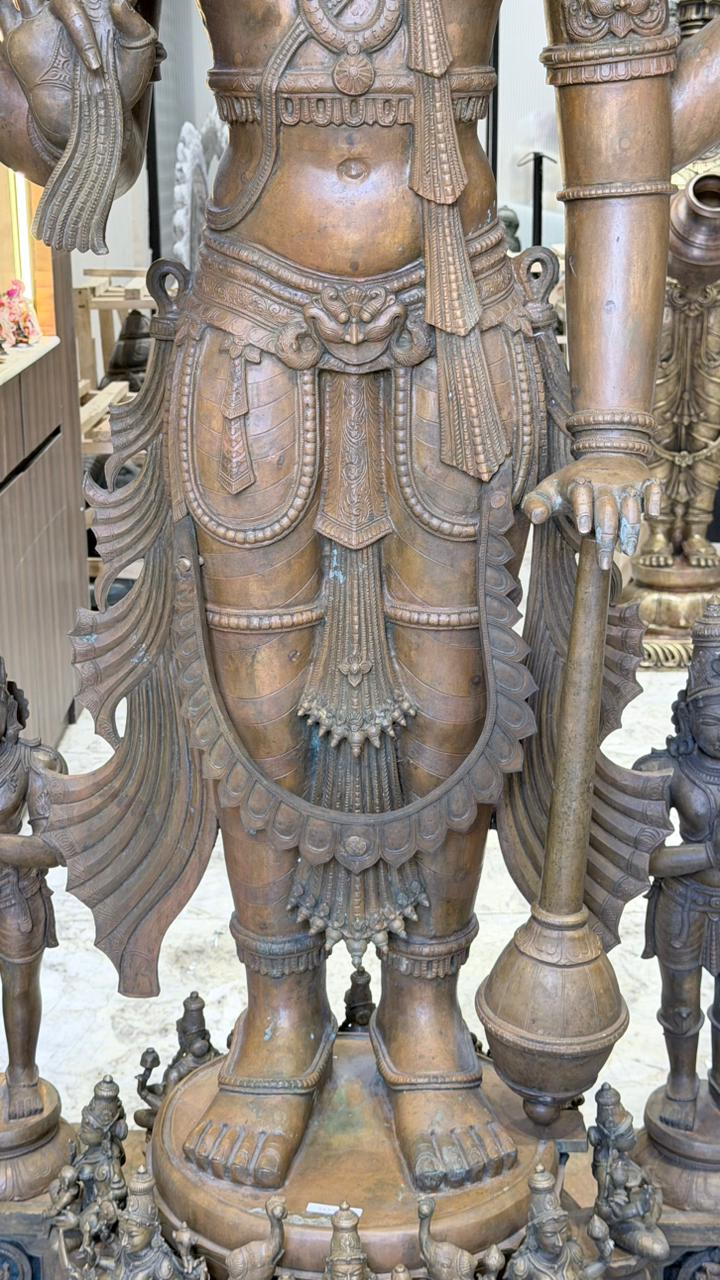 Panchloha Vishnu Standing Large (Combinations Of 5 Metals) with Hanuman , Garuda and Ashtlakshmi 86” (Made In Thrissur)