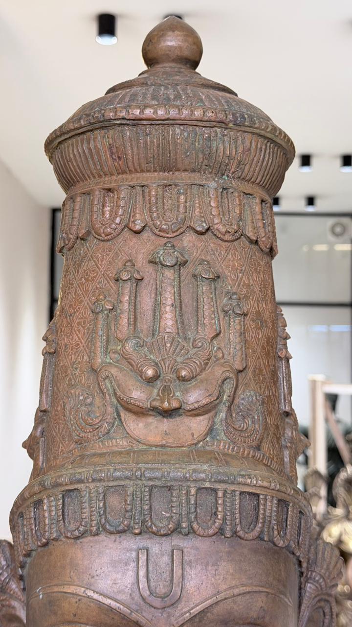 Panchloha Vishnu Standing Large (Combinations Of 5 Metals) with Hanuman , Garuda and Ashtlakshmi 86” (Made In Thrissur)