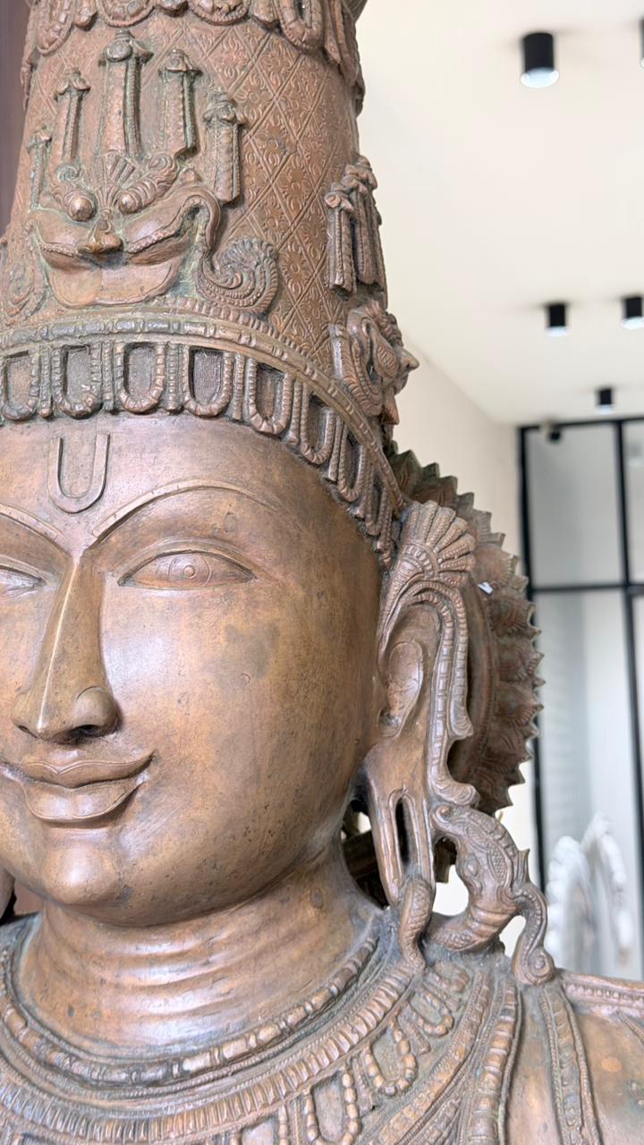 Panchloha Vishnu Standing Large (Combinations Of 5 Metals) with Hanuman , Garuda and Ashtlakshmi 86” (Made In Thrissur)