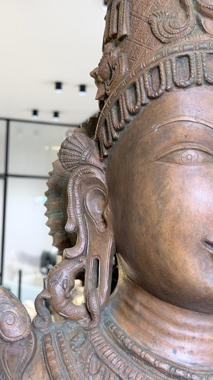 Panchloha Vishnu Standing Large (Combinations Of 5 Metals) with Hanuman , Garuda and Ashtlakshmi 86” (Made In Thrissur)
