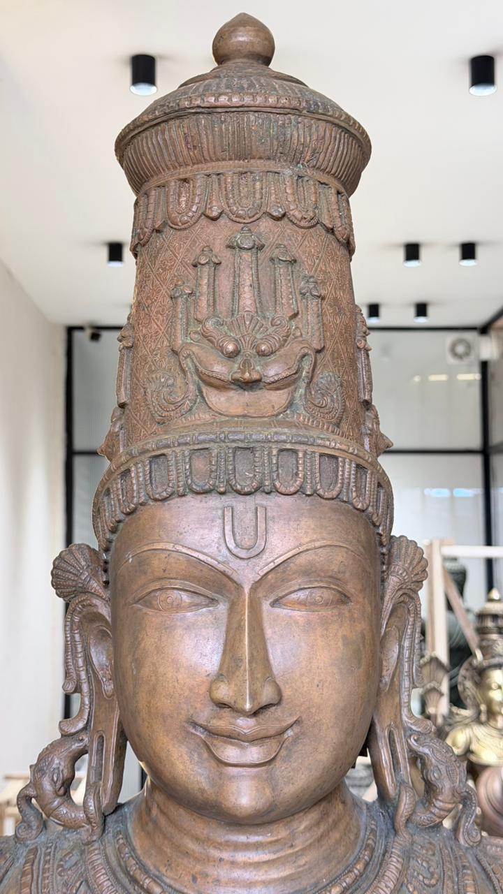 Panchloha Vishnu Standing Large (Combinations Of 5 Metals) with Hanuman , Garuda and Ashtlakshmi 86” (Made In Thrissur)
