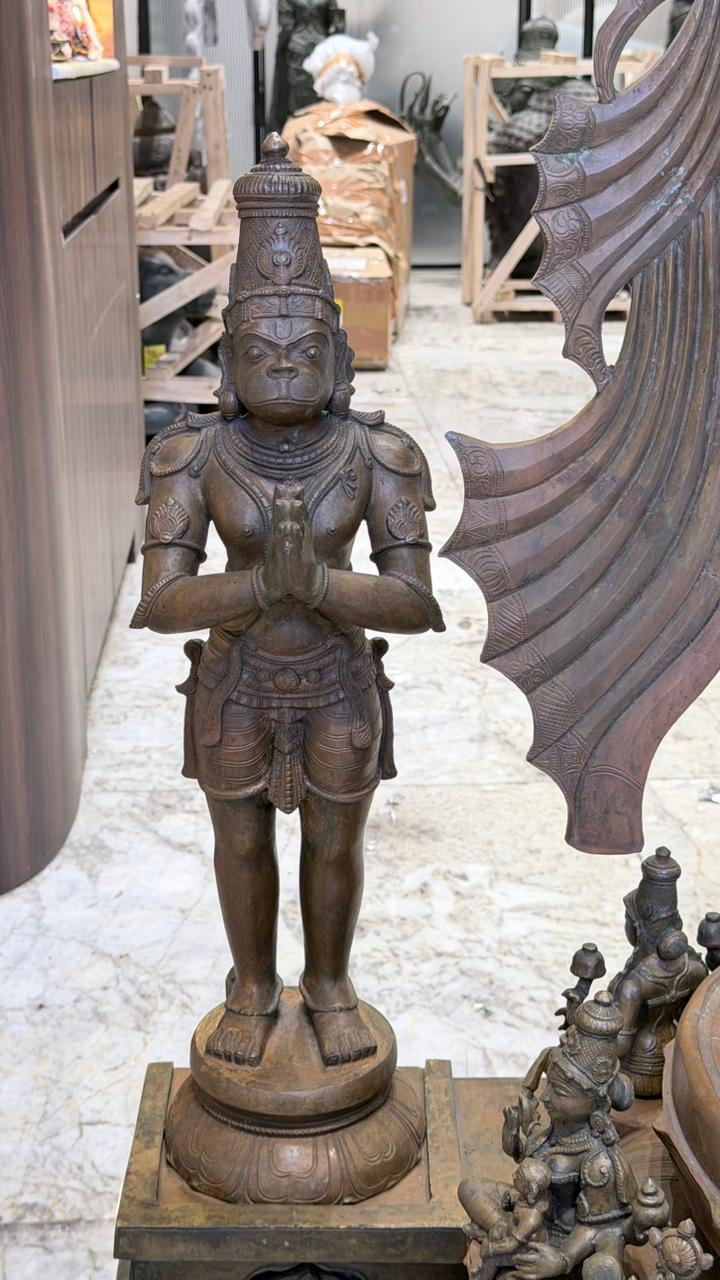 Panchloha Vishnu Standing Large (Combinations Of 5 Metals) with Hanuman , Garuda and Ashtlakshmi 86” (Made In Thrissur)