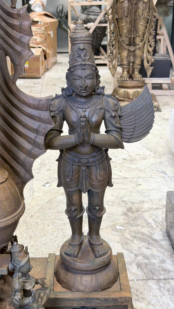 Panchloha Vishnu Standing Large (Combinations Of 5 Metals) with Hanuman , Garuda and Ashtlakshmi 86” (Made In Thrissur)
