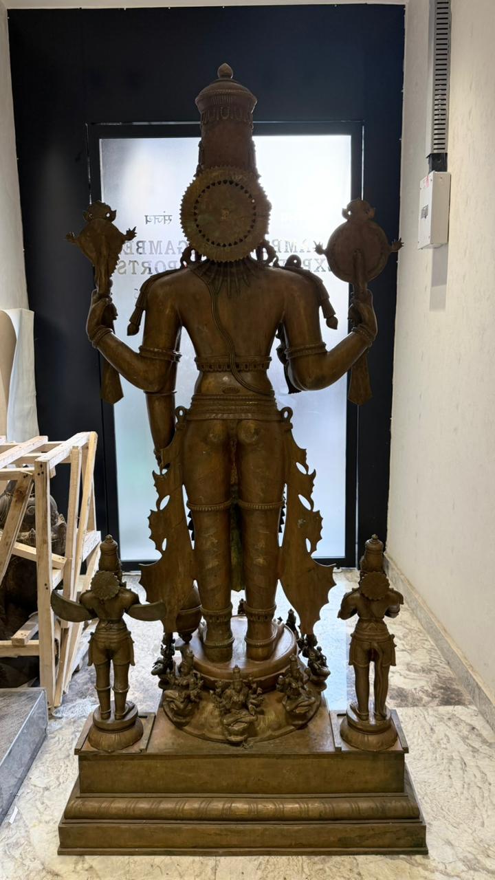 Panchloha Vishnu Standing Large (Combinations Of 5 Metals) with Hanuman , Garuda and Ashtlakshmi 86” (Made In Thrissur)