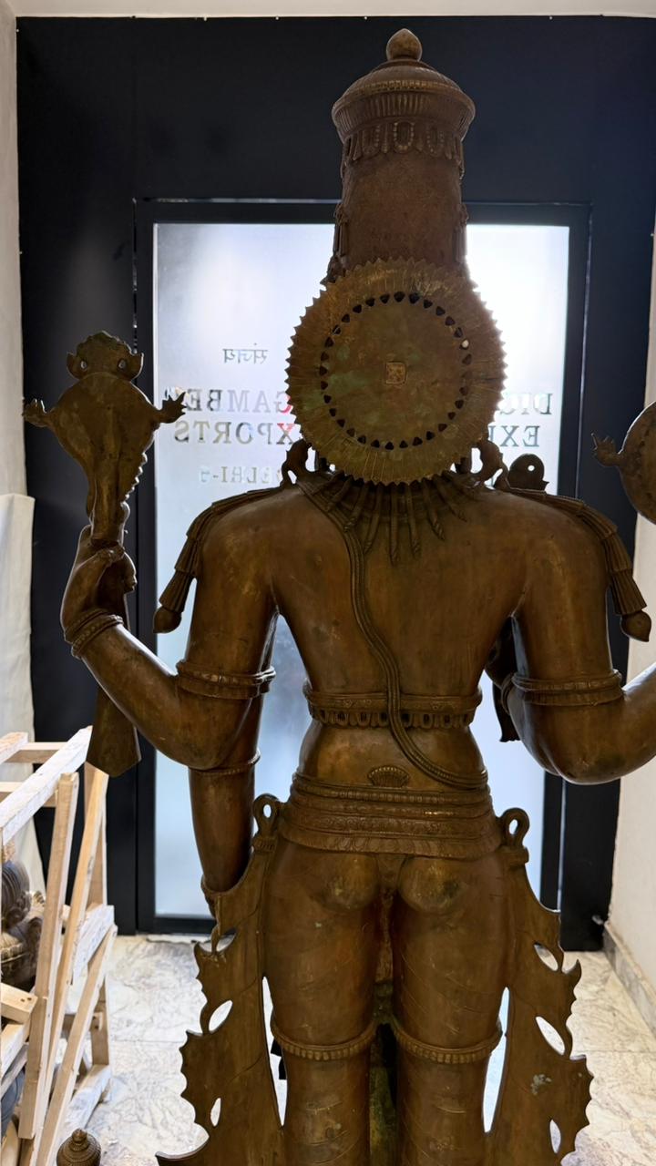 Panchloha Vishnu Standing Large (Combinations Of 5 Metals) with Hanuman , Garuda and Ashtlakshmi 86” (Made In Thrissur)