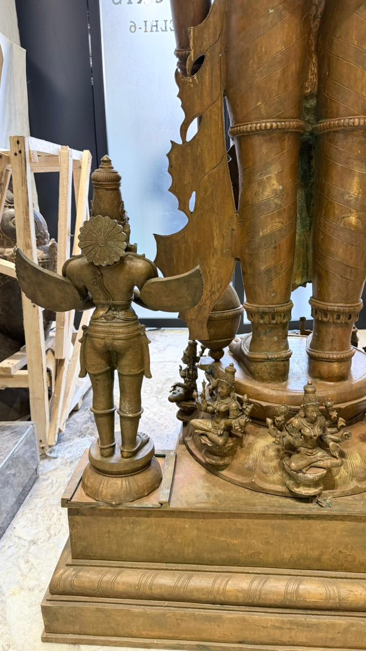 Panchloha Vishnu Standing Large (Combinations Of 5 Metals) with Hanuman , Garuda and Ashtlakshmi 86” (Made In Thrissur)